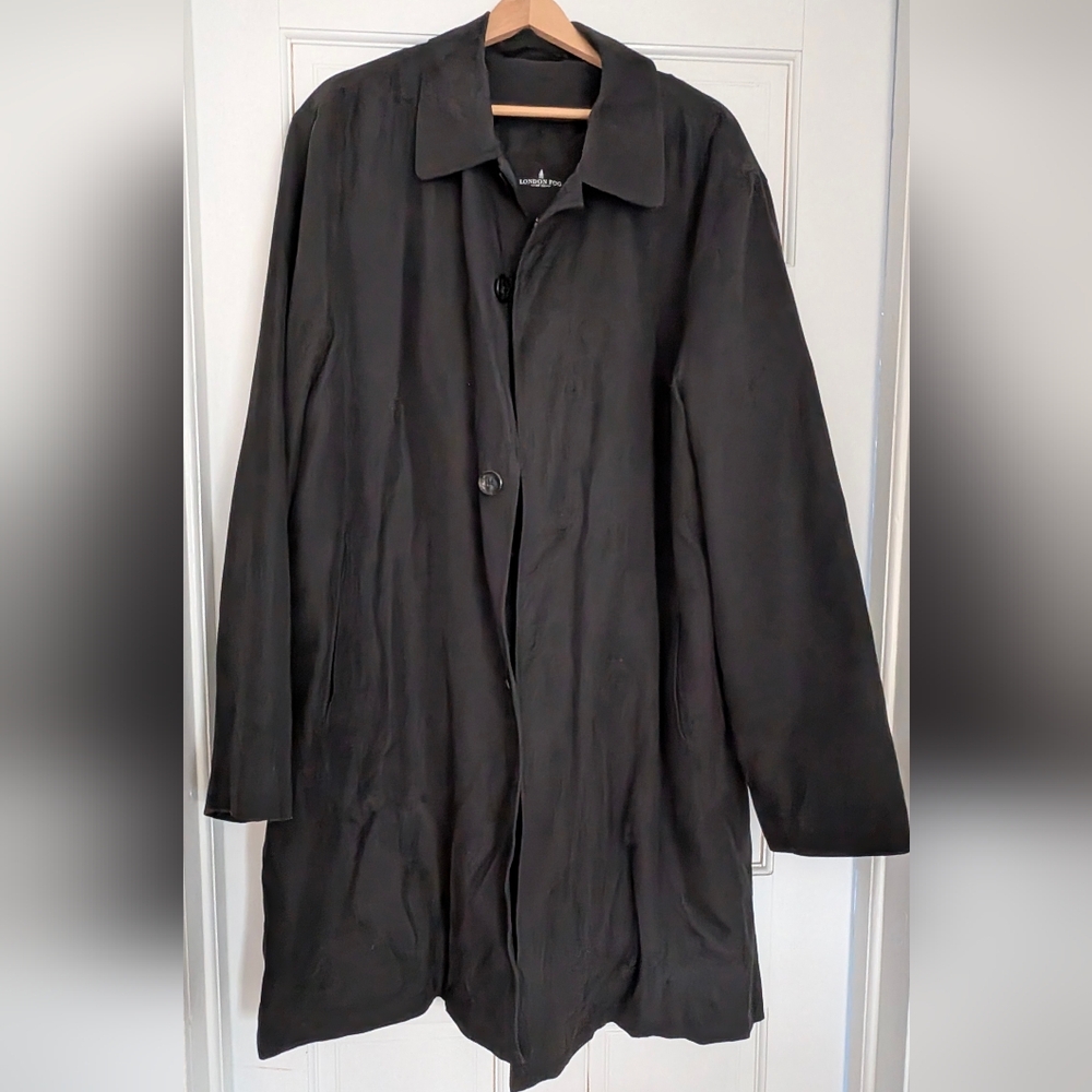EUC London Fog Men's 2-in-1 Trench Overcoat Removable Liner Black, Size 44R